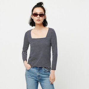 J.Crew Long Sleeve Navy Blue & White Striped Top